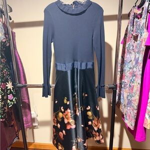 Ted Baker Seema Floral Navy Dress